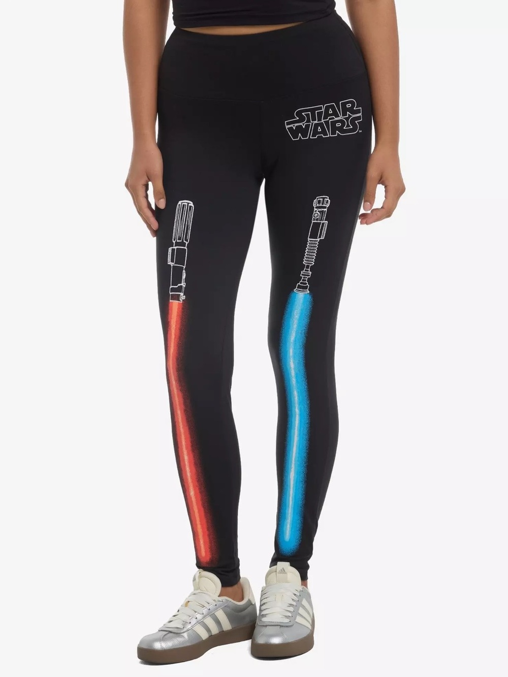 HER UNIVERSE STAR WARS Star Wars Red & Blue Lightsaber Leggings Size Small NEW